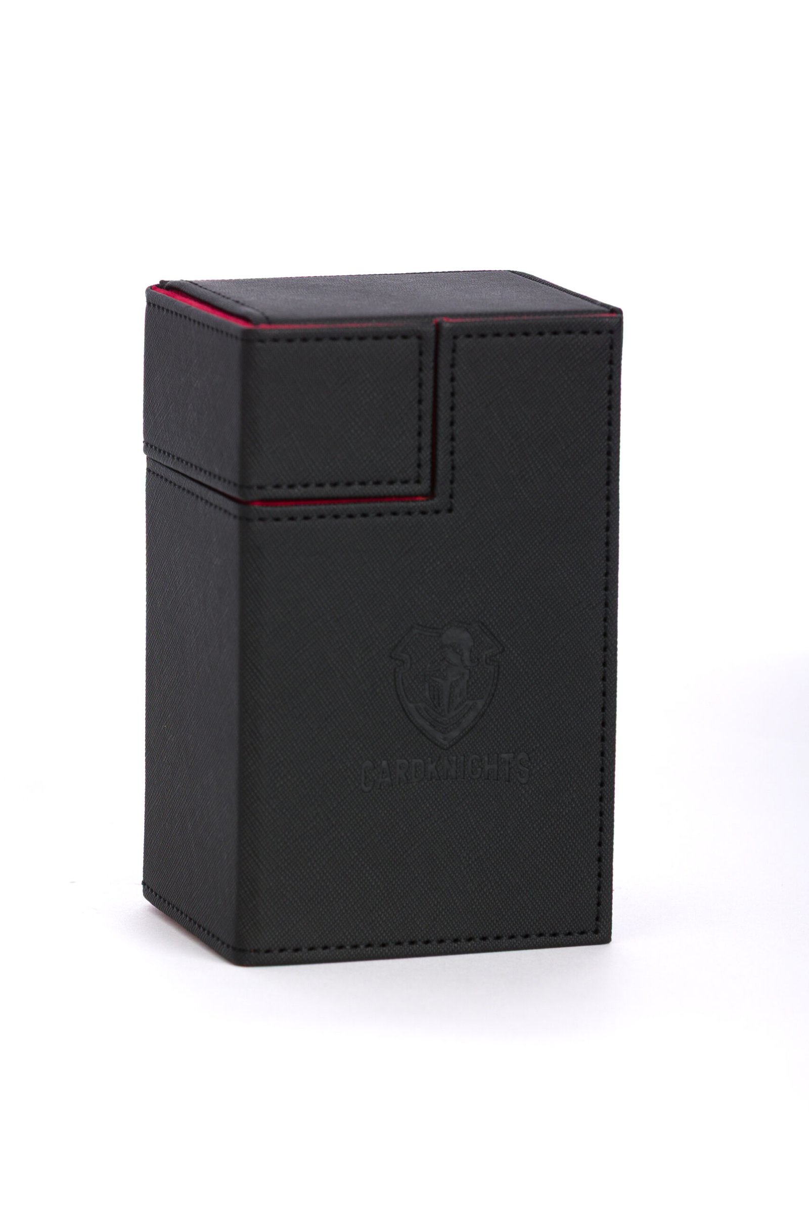 Cardknights® Premium Dual Deck Box with Dice & Accessory Storage – Black & Red