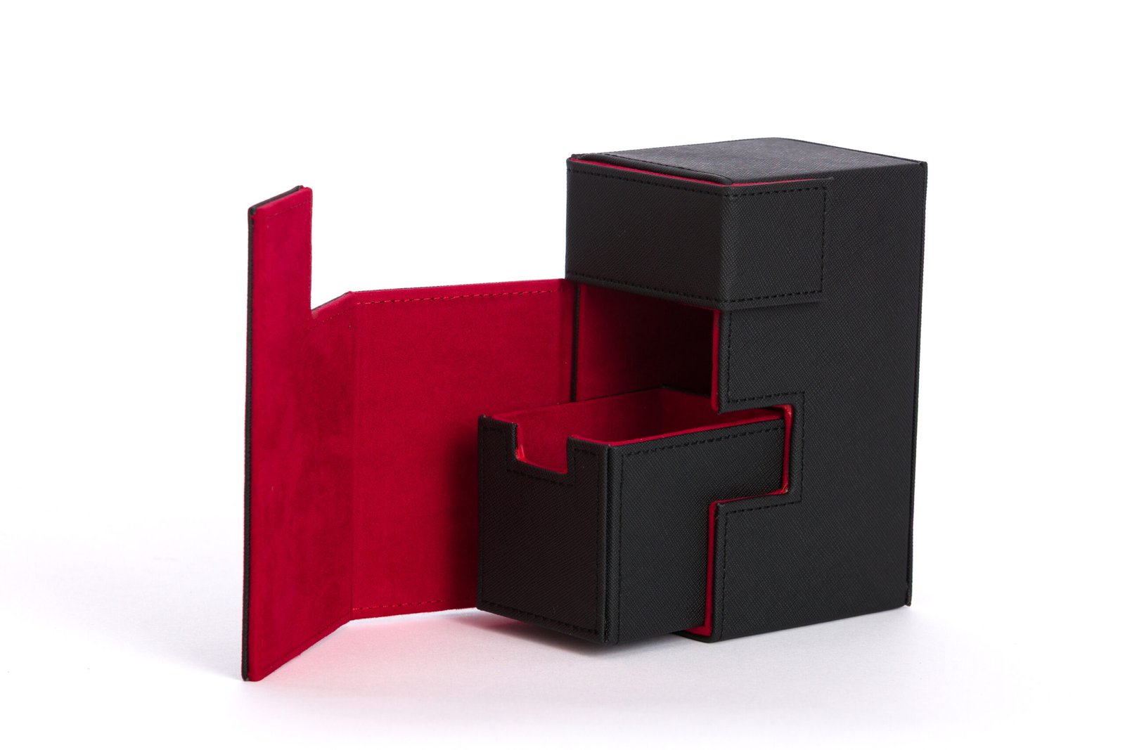 Cardknights® Premium Dual Deck Box with Dice & Accessory Storage – Black & Red - Image 6