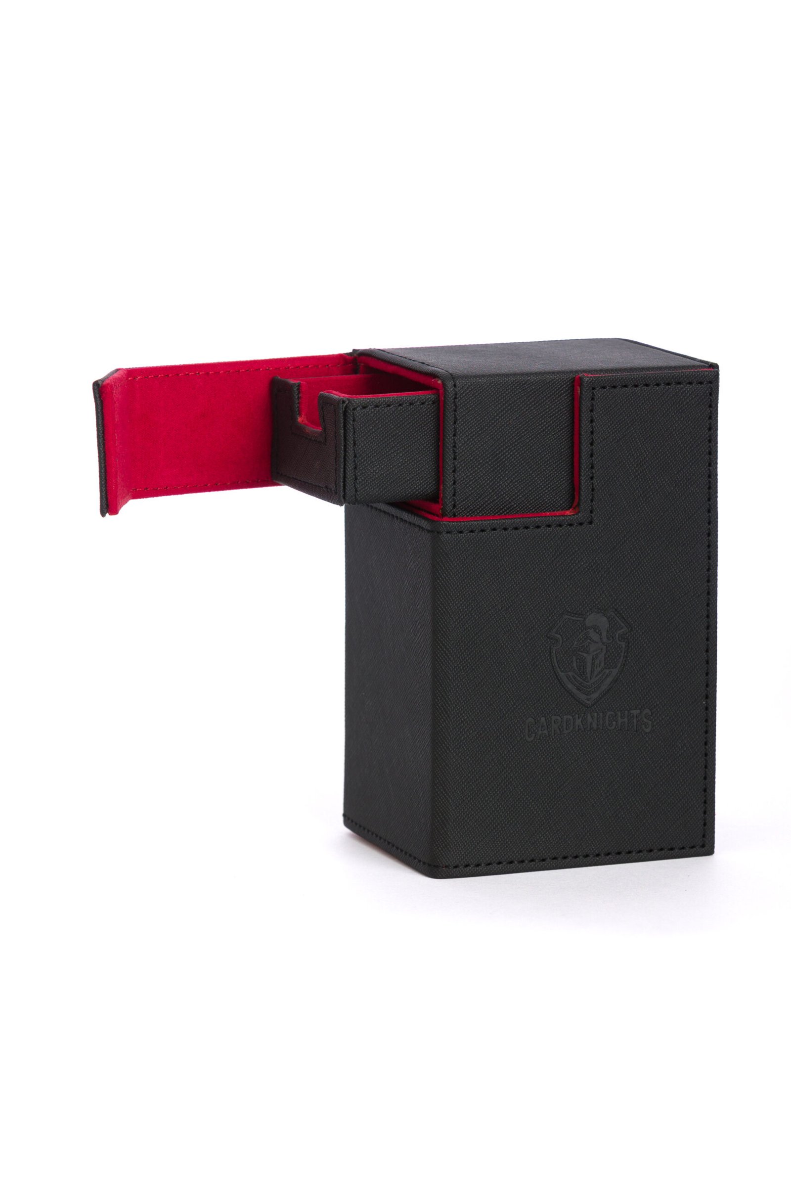 Cardknights® Premium Dual Deck Box with Dice & Accessory Storage – Black & Red - Image 3