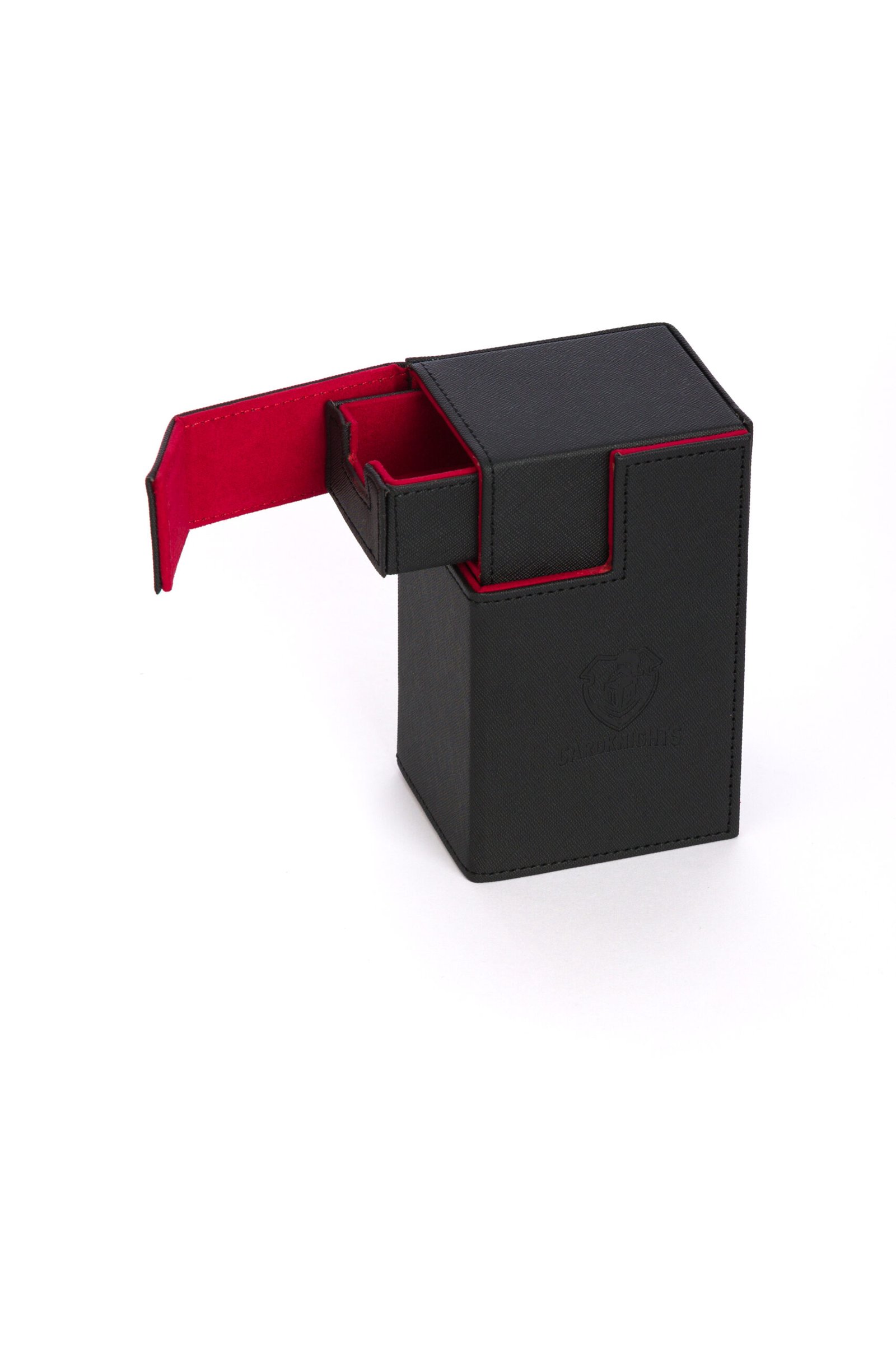 Cardknights® Premium Dual Deck Box with Dice & Accessory Storage – Black & Red - Image 2